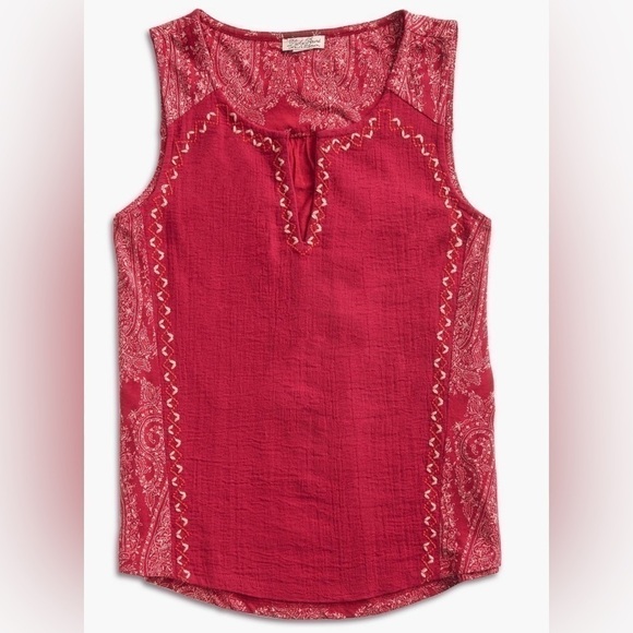 LUCKY BRAND Womens Embroidered Woven Mix Tank Paisley Print Black Extra Small - Picture 16 of 16